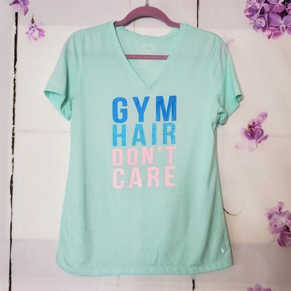 Danskin "Gym Hair Don't Care" Graphic Tee M - Picture 1 of 4